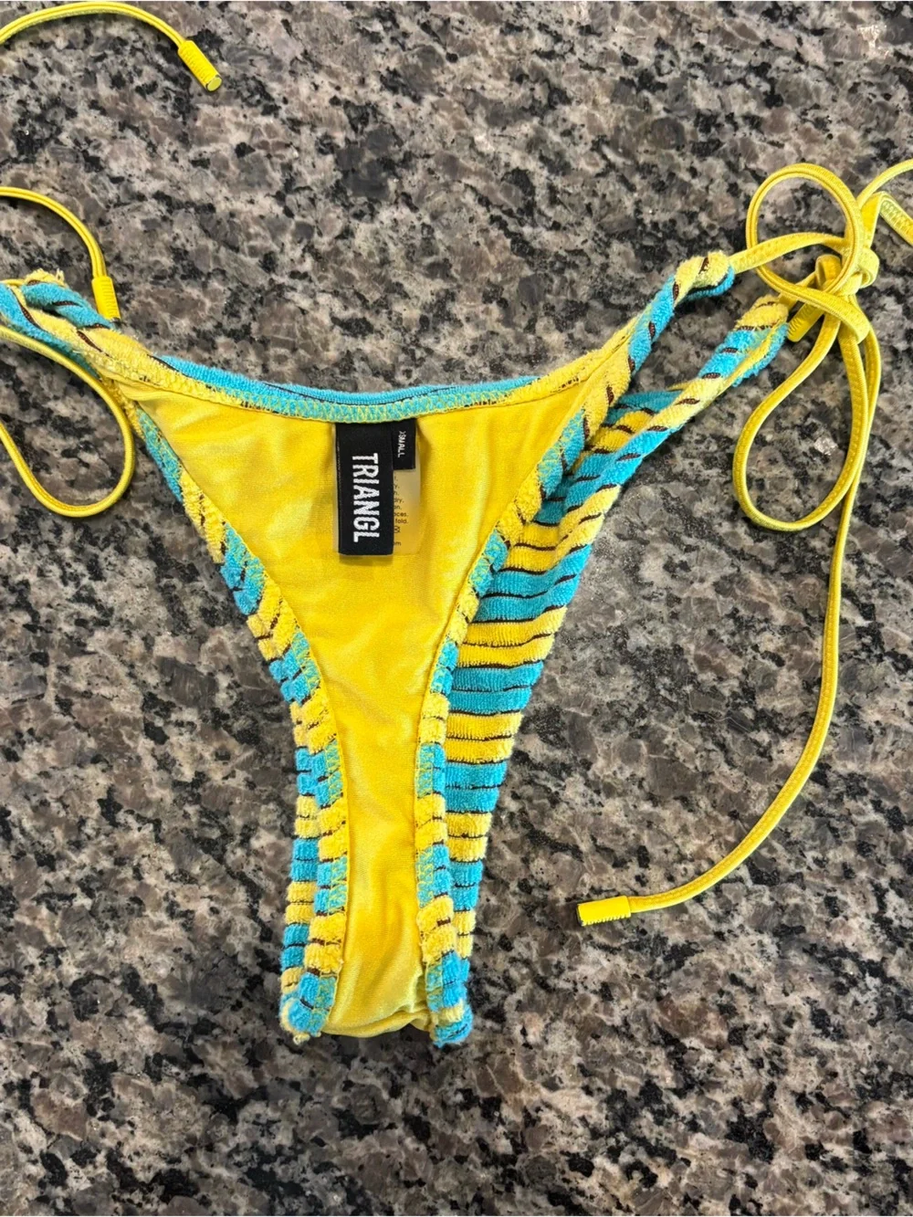 triangl swimwear Yellow & Turquoise Striped Tie-Side Bikini Bottom